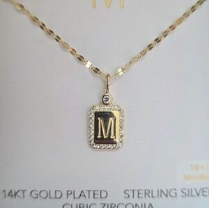 Olivia & Jackson Letter "M" Necklace, 14K Gold Plated Sterling Silver